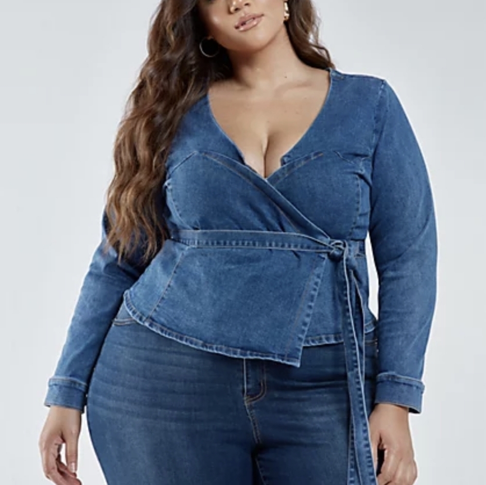 DANIELLE WRAP DENIM TOP